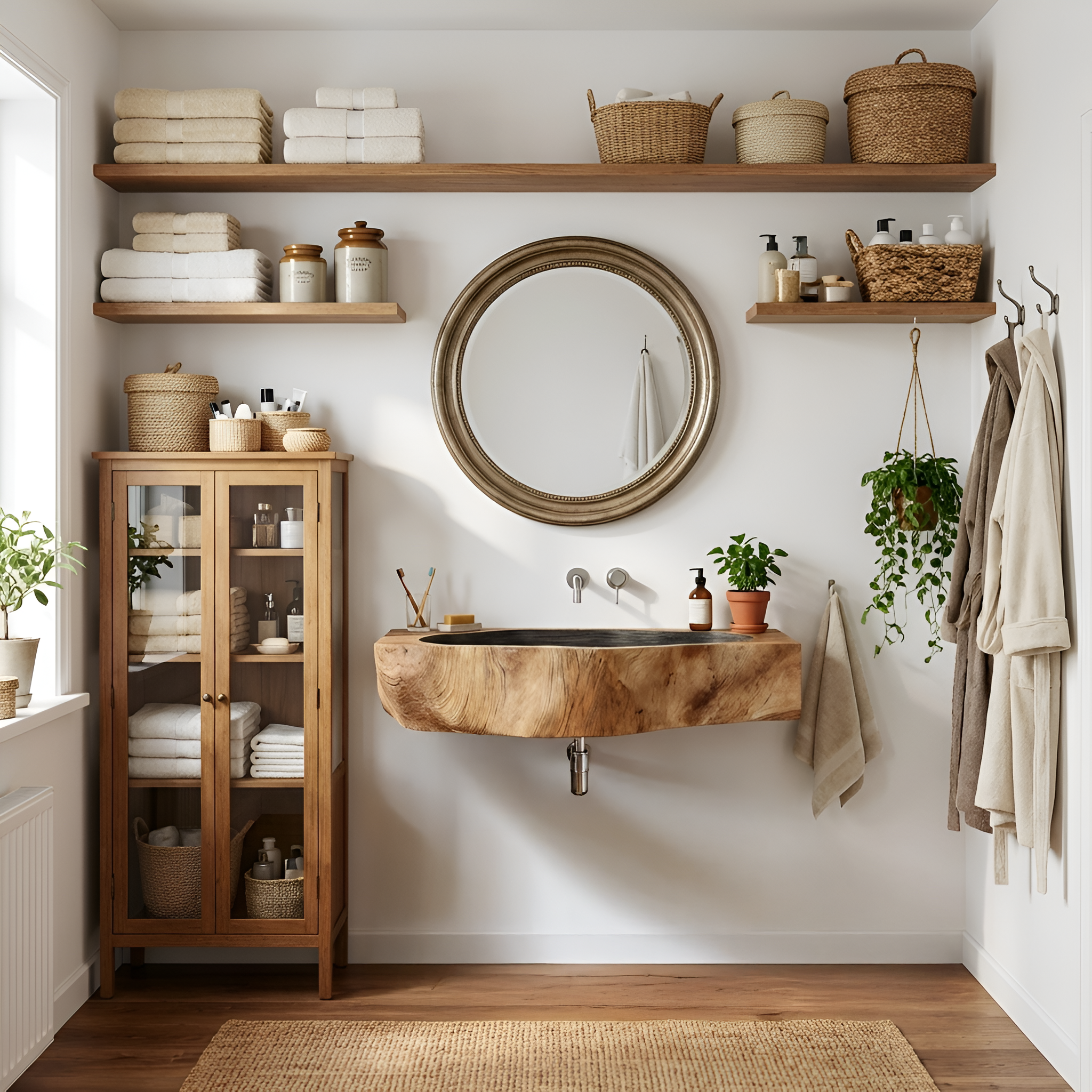 Handcrafted Wall Mounted Wooden Bathroom Sink For Bathroom Furniture Decor