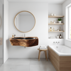 Modern Wall Mounted Wooden Bathroom Sink For Compact Bathroom Design