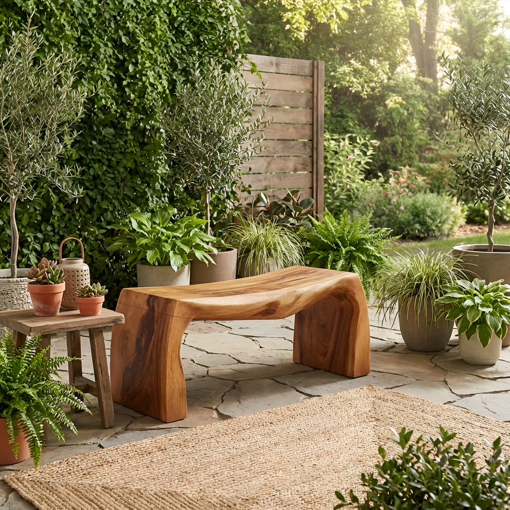 Live Edge Wooden Bench For Entryway Seating And Display