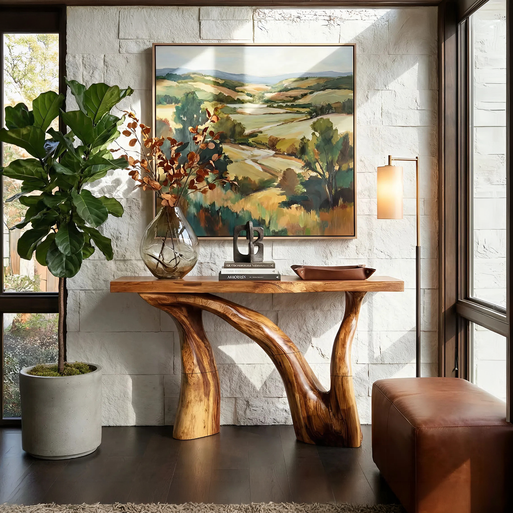 Handcrafted Live Edge Console Table Luxury Wood For Living Room Decor