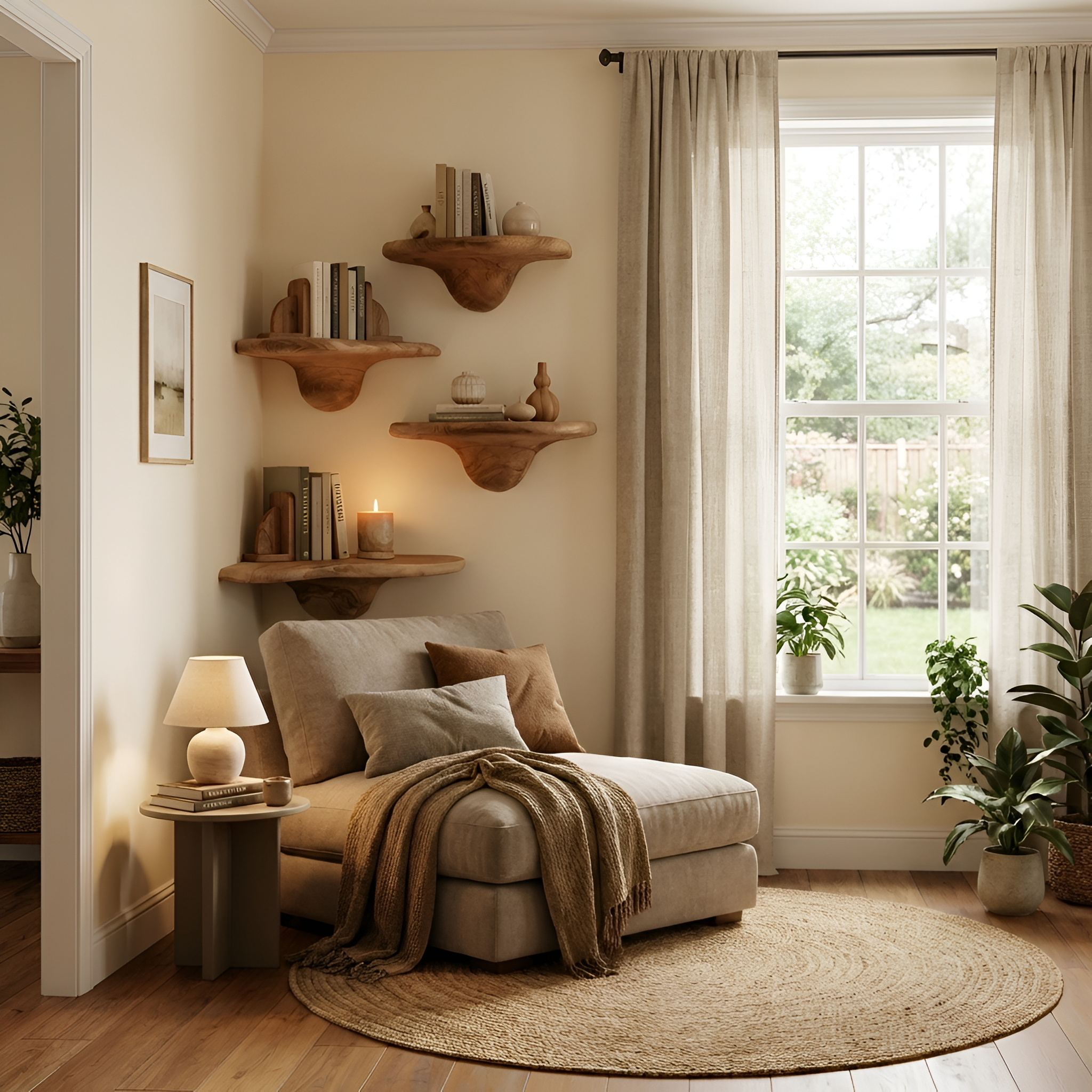 Modern Handcrafted Solid Wood Mushroom Shelf For Bedroom Decor