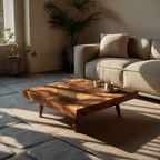 Farmhouse Irregular Wooden Coffee Table For Furniture Decor