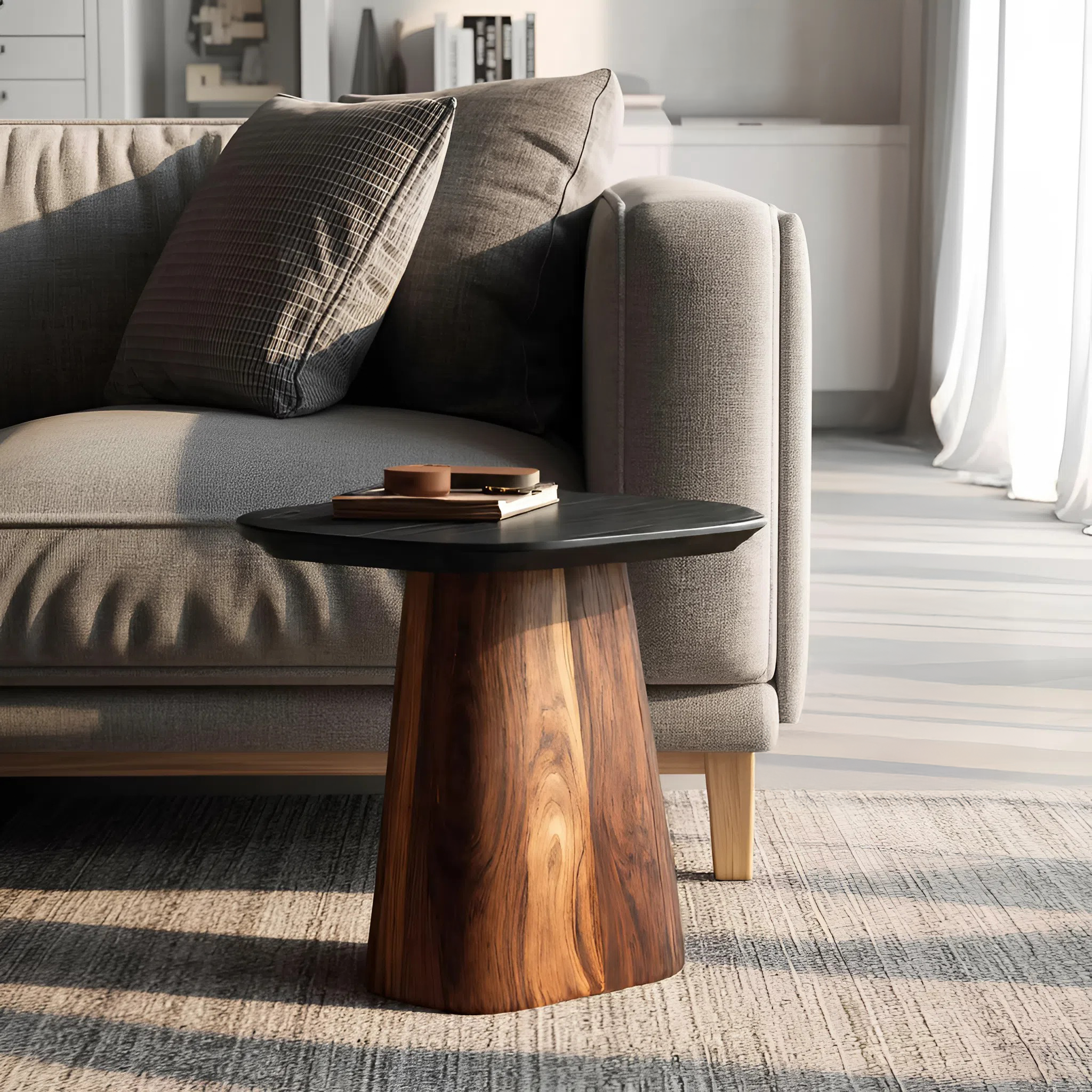 Mid Century Solid Wood End Table For Modern Bedroom Style
