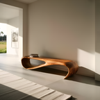 Minimalist Bench Curved Design For Modern Hallway Seating