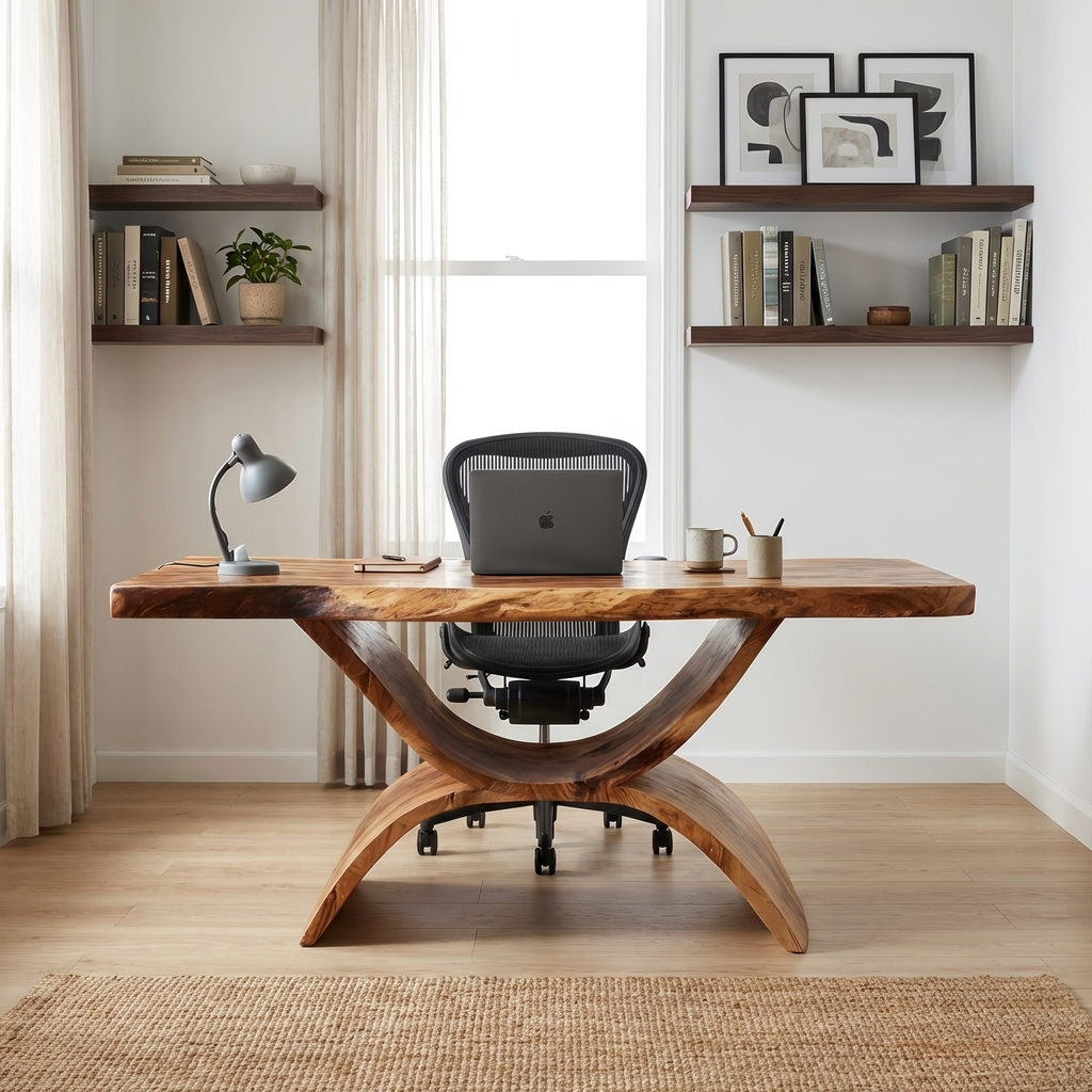 Handcrafted Solid Wood Desk For Home Office And Living Room