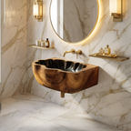 Handcrafted Solid Wood Vanity Sink For Modern Bathroom Decor