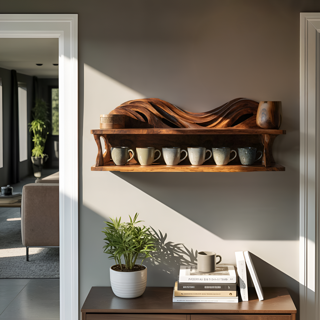 Handcrafted Kitchen Wall Shelf For Cozy Cooking Space