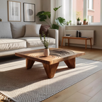 Farmhouse Abstract Wooden Coffee Table For Living Room