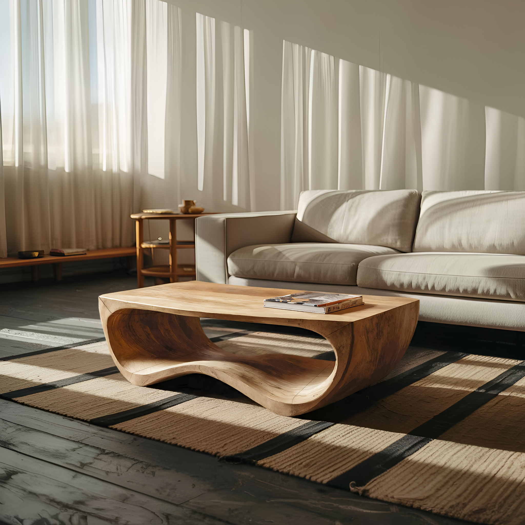 Artistic Sculptural Curved Coffee Table For Living Room