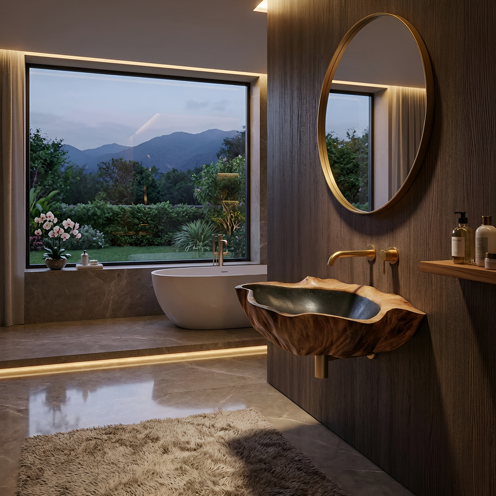 Modern Wall Mounted Wooden Bathroom Sink For Sleek Bathroom Furniture