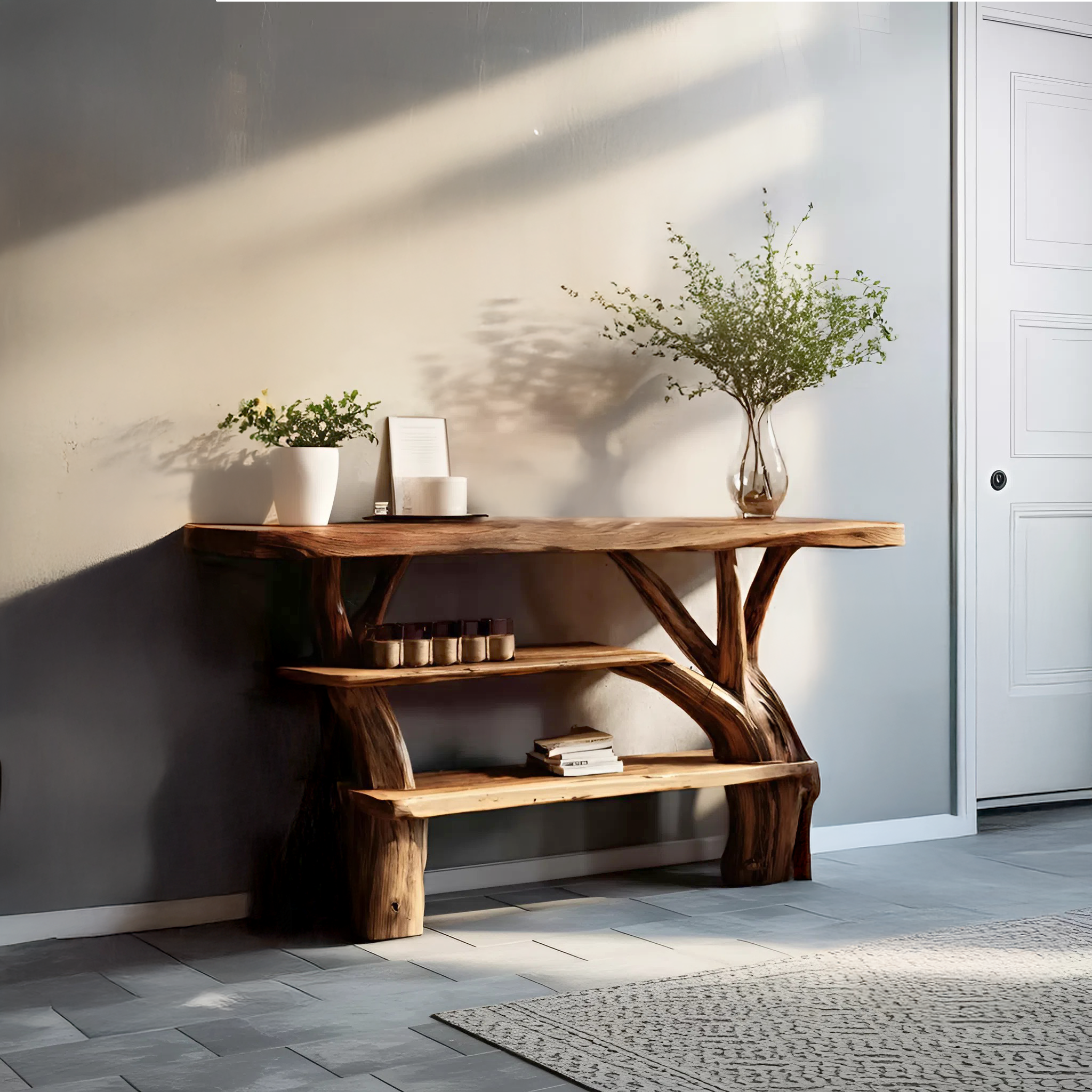 Farmhouse Solid Wood Console Table For Living Room Furniture Decor