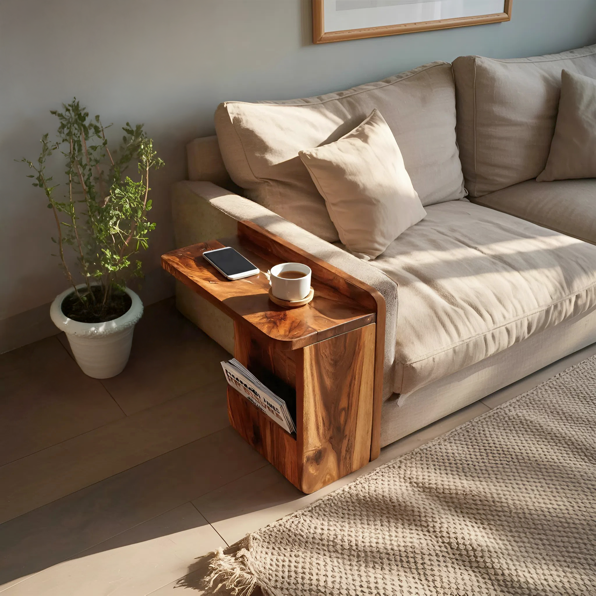 Handcrafted Solid Wood Side Table For Furniture Decor