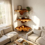 Farmhouse Wooden Live Edge Mushroom Shelf For Bedroom Furniture Decor