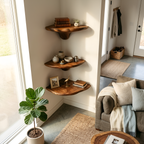 Mid Century Solid Wood Mushroom Shelf For Entryway Wall Decor