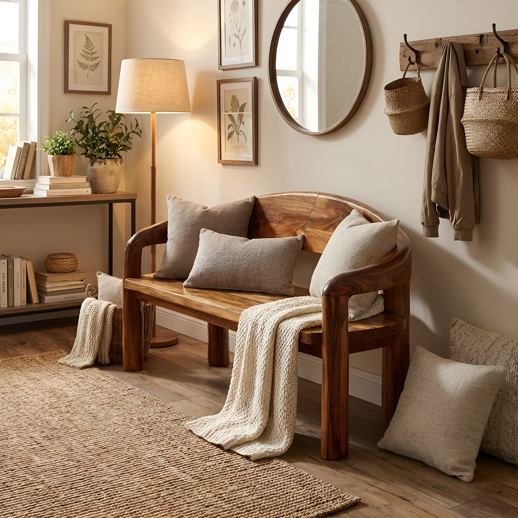 Solid Wood Live Edge Entryway Bench For Modern Interiors