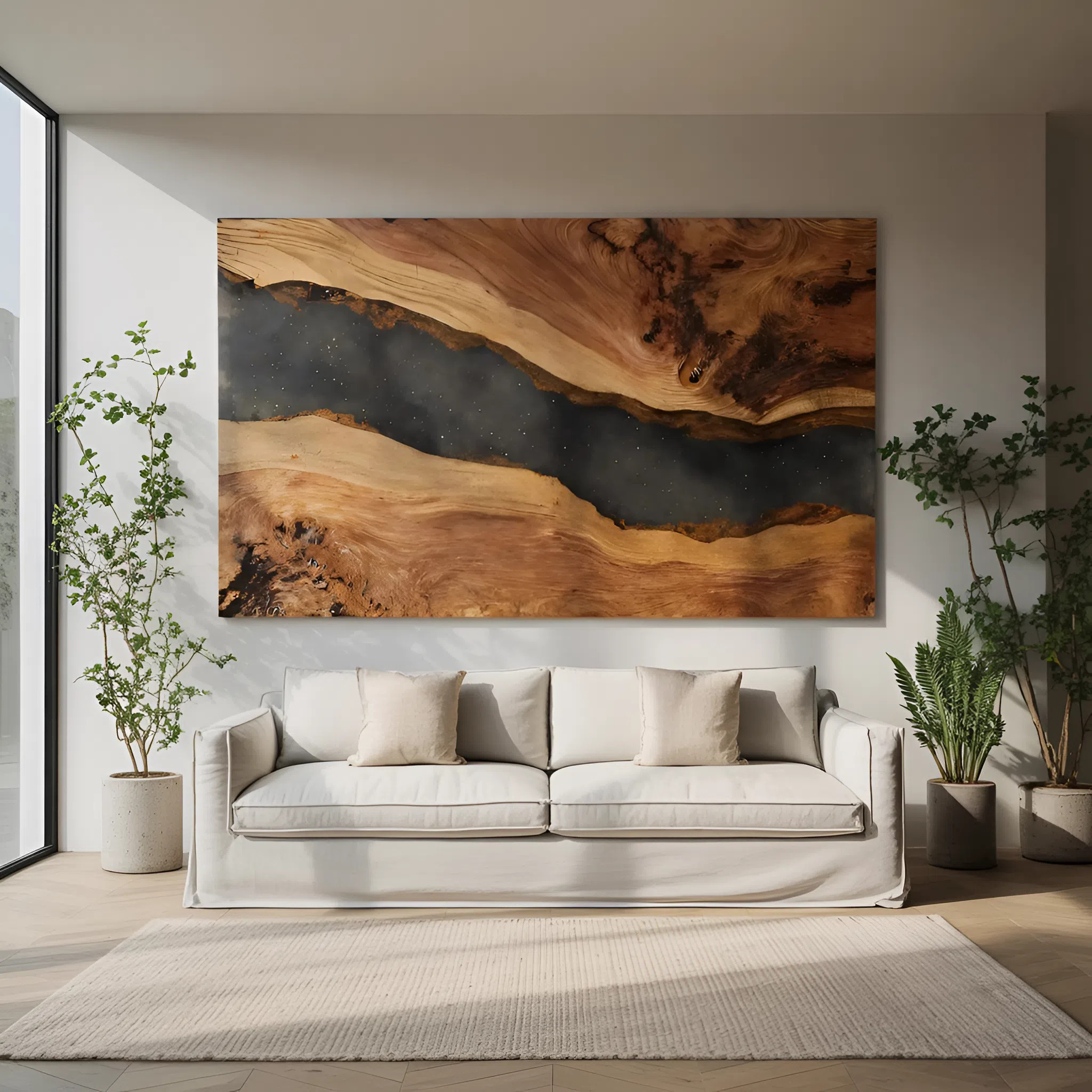 Modern Wooden Rectangle Wall Sculpture For Living Room