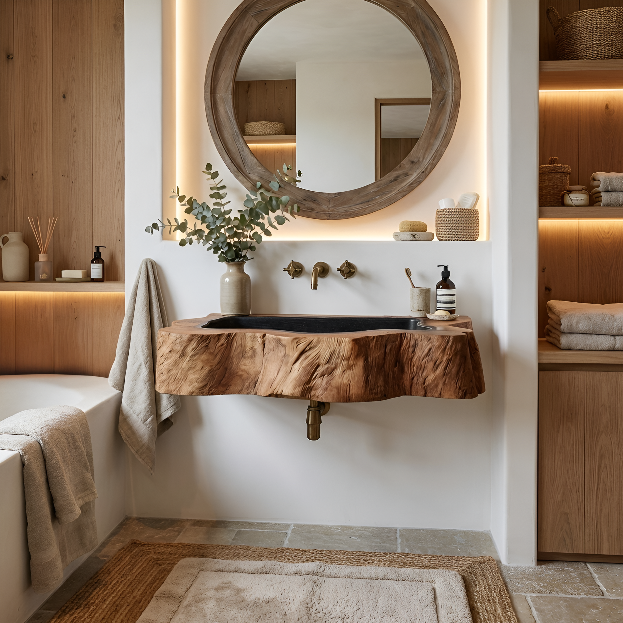 Farmhouse Wall Mounted Wooden Bathroom Sink For Bathroom Furniture Style