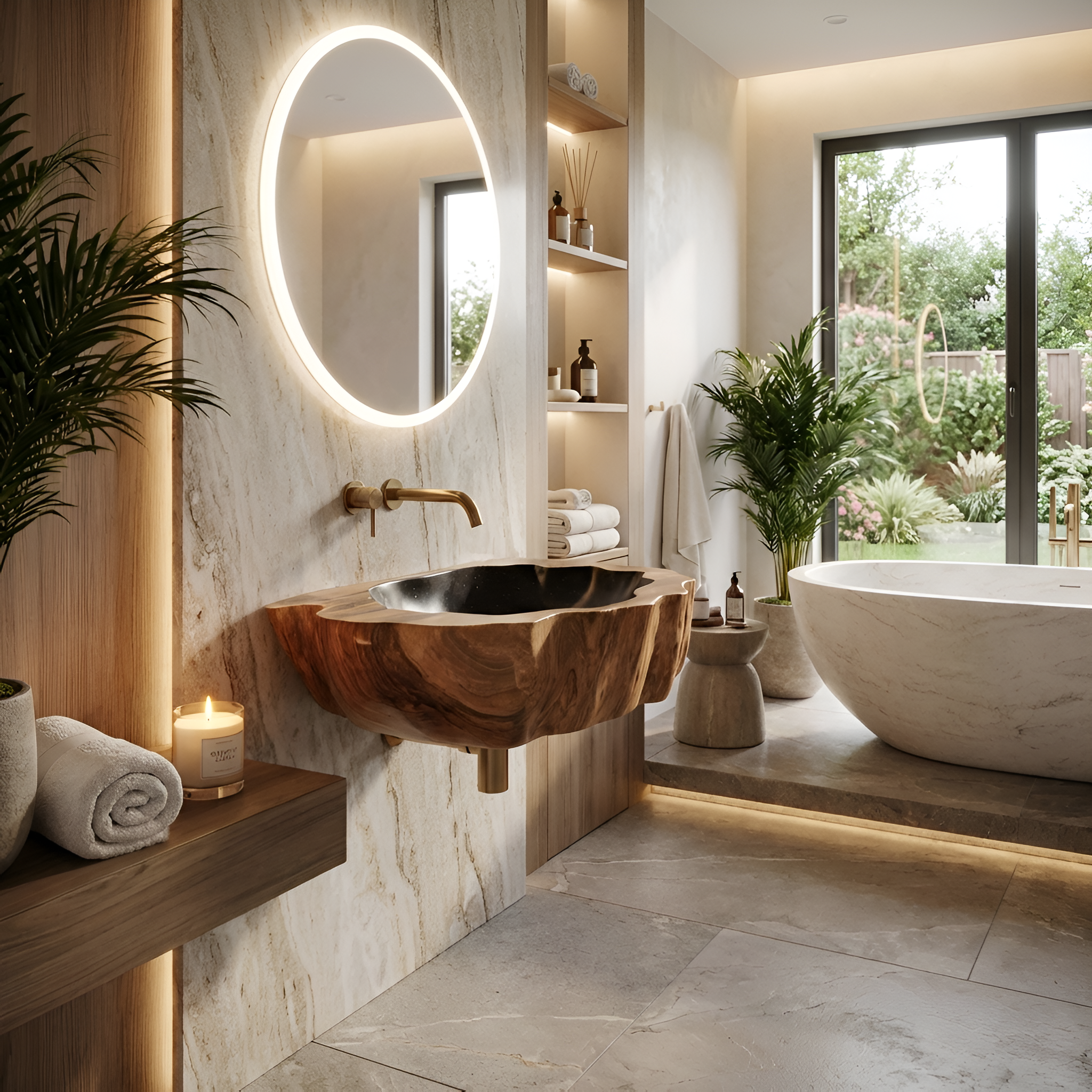 Handcrafted Wall Mounted Wooden Bathroom Sink For Custom Bathroom Decor