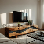 Modern Natural Wood TV Stand For Living Room