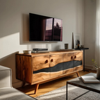 Mid Century Live Edge Media Console For Bedroom Decor