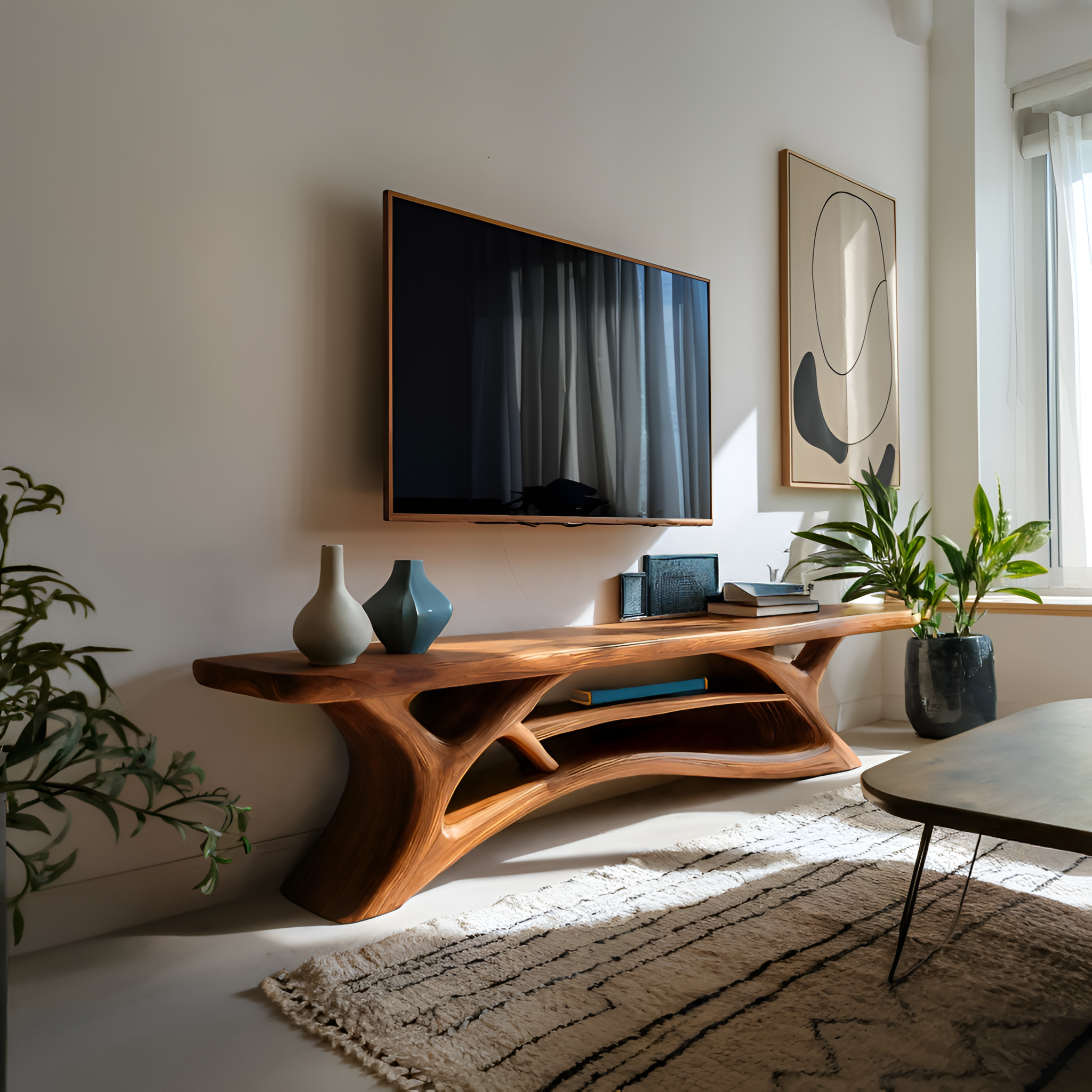 Modern TV Shelf Multi-tiered Design For Living Decor
