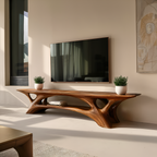 Organic TV Stand With Flowing Curved Design For Modern Home