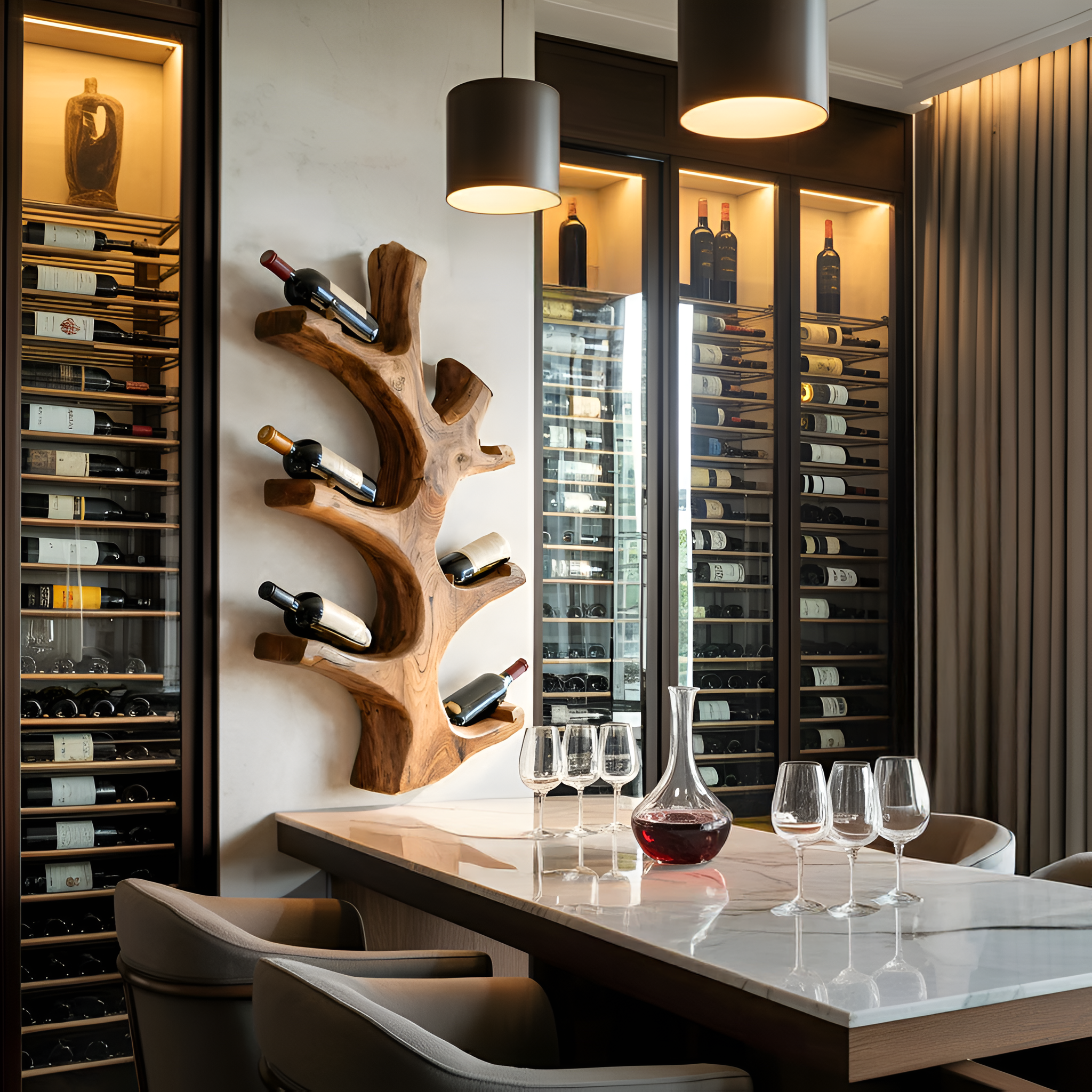 Luxury Wine Bottle Holder Wall Sculpture For Kitchen And Living Room