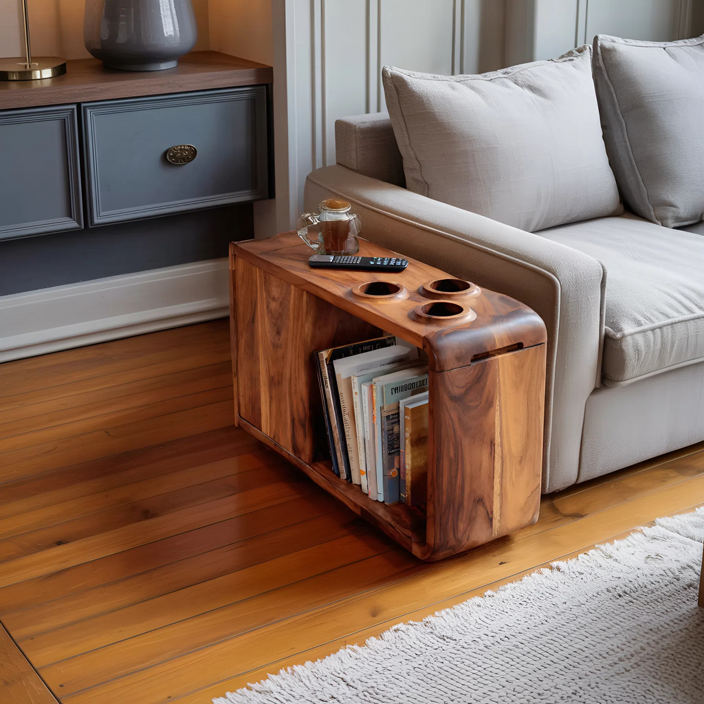 Farmhouse Solid Wood Side Table For Sofa Decoration