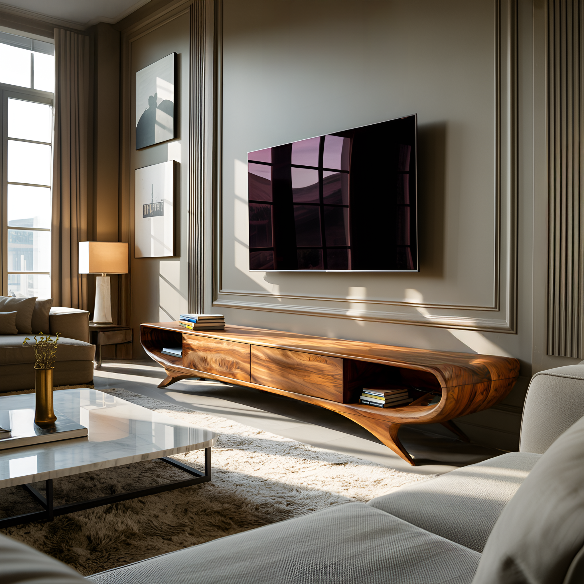 Minimalist TV Cabinet With Hidden Drawers For Living Room