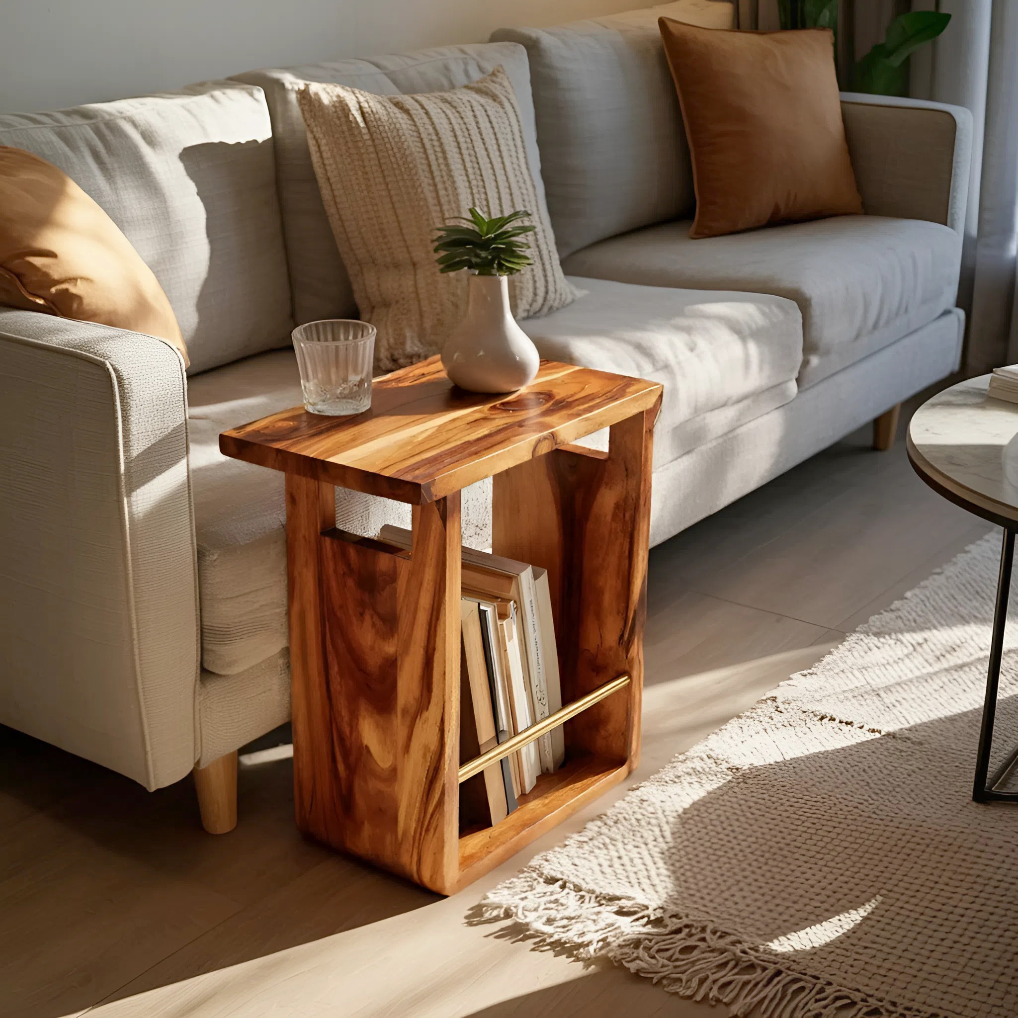 Modern Solid Wood Side Table For Living Room Setup