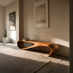 Minimalist Bench Curved Design For Modern Hallway Seating