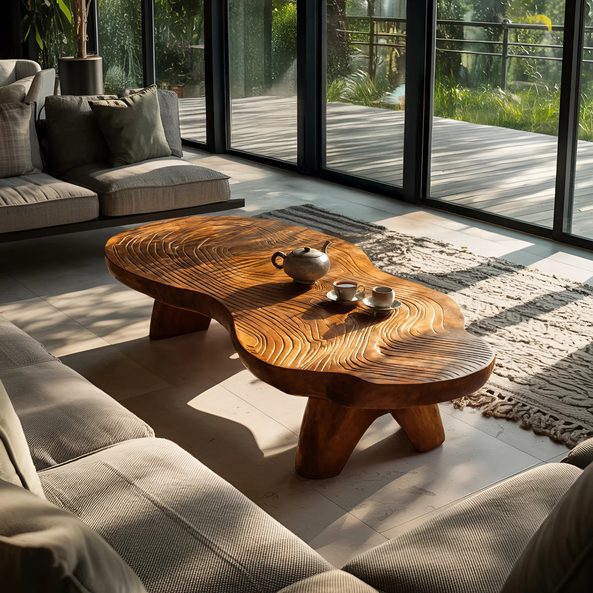 Farmhouse Wooden Live Edge Table For Living Room Decor