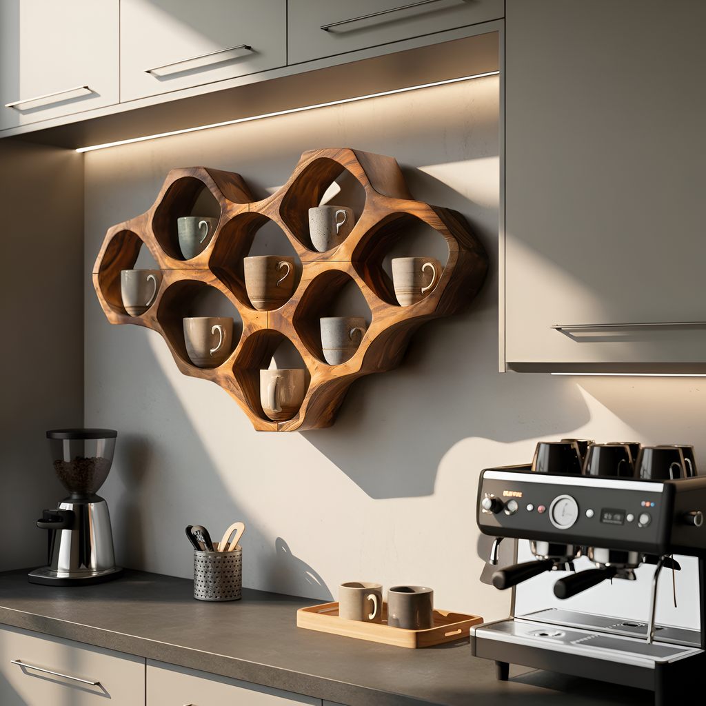 Modern Honeycomb Wood Shelf For Pantry Organization