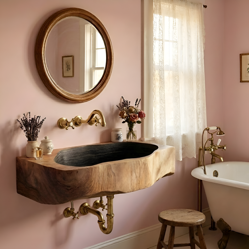 Handcrafted Wall Mounted Wooden Bathroom Sink For Bathroom Furniture Decor