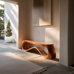 Handcrafted Style Bench With Sculptural Curves For Home