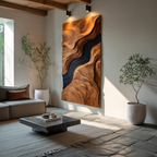 Rustic Carved Wall Art Sculpture For Modern Living Room