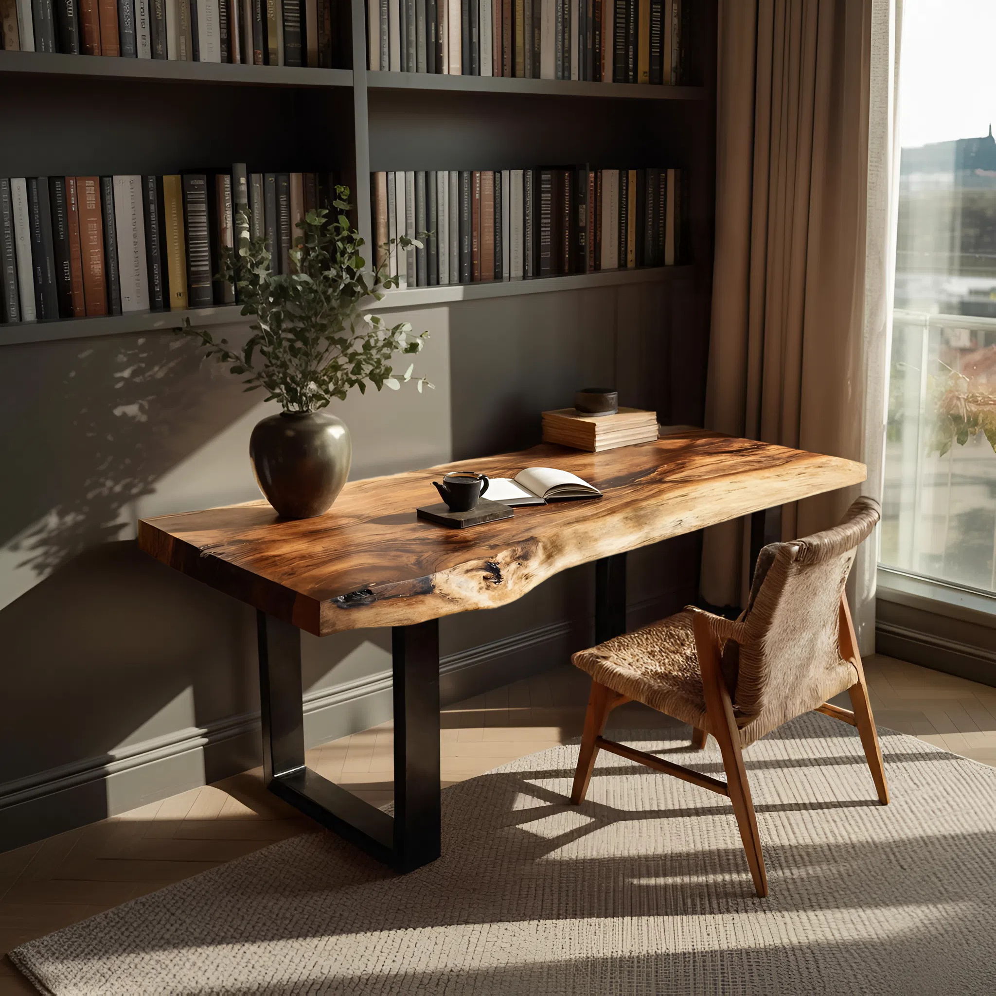 Handcrafted Wooden Tabletop For Modern Bedroom Decor