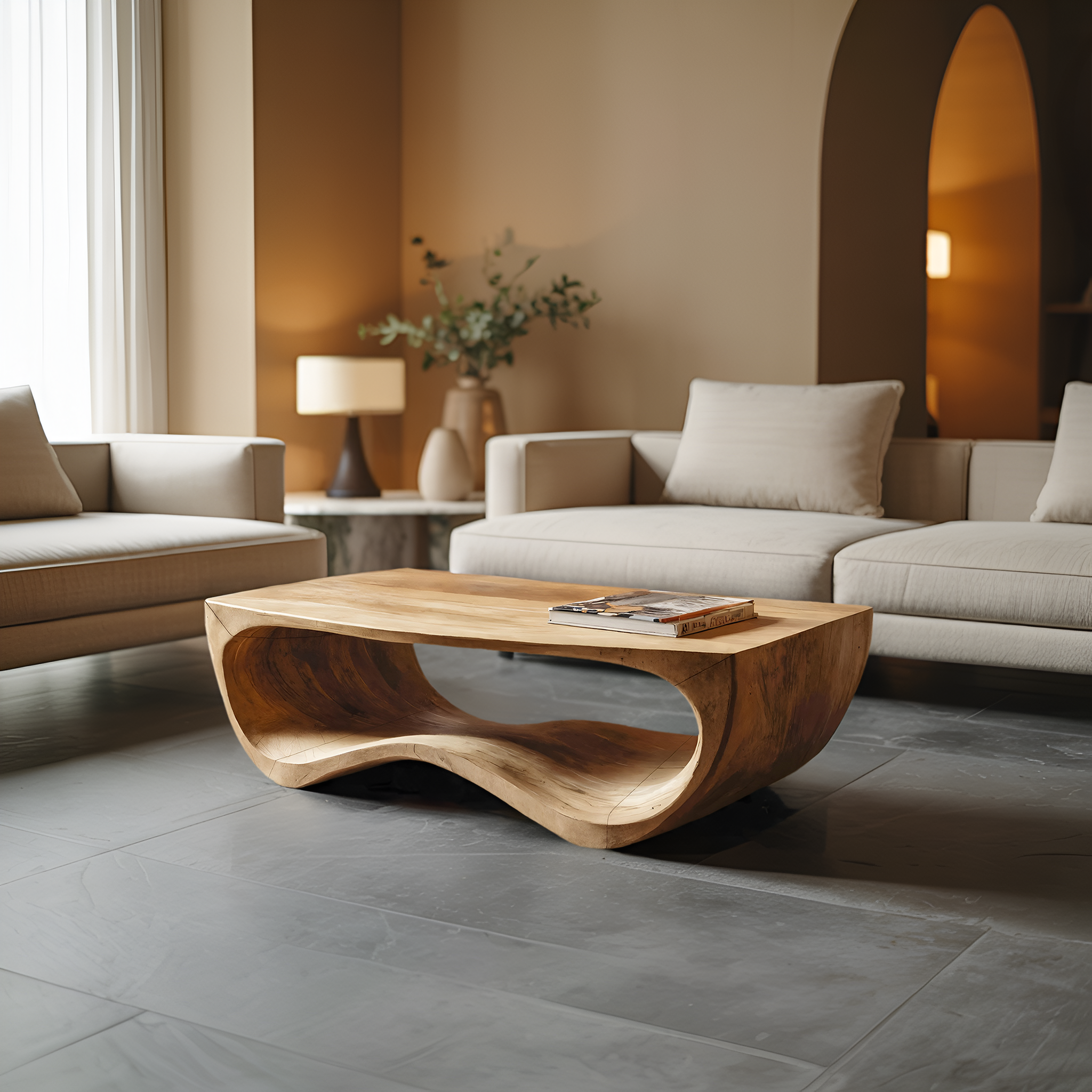 Artistic Sculptural Curved Coffee Table For Living Room