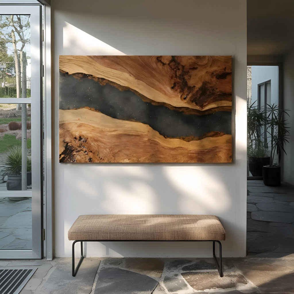Modern Wooden Rectangle Wall Sculpture For Living Room