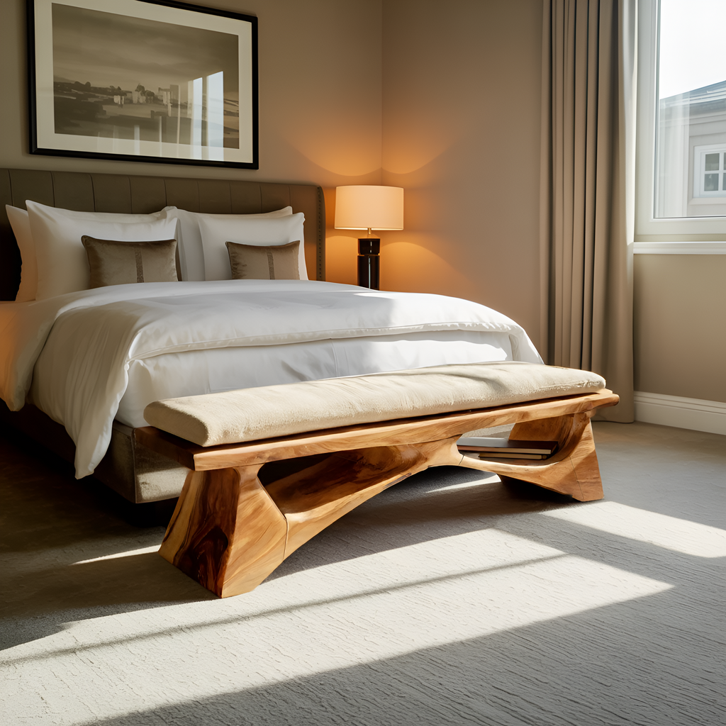 Handcrafted Solid Wood Bench For End-of-Bed Styling