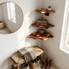 Handcrafted Wooden Live Edge Mushroom Shelf For Modern Furniture Decor