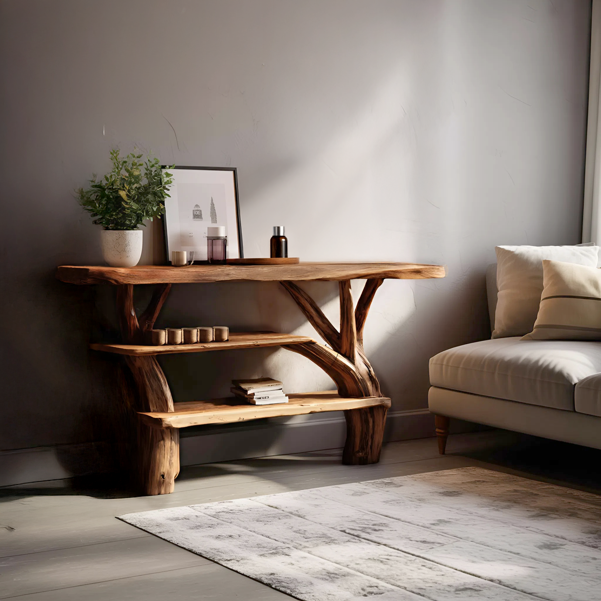 Farmhouse Solid Wood Console Table For Living Room Furniture Decor