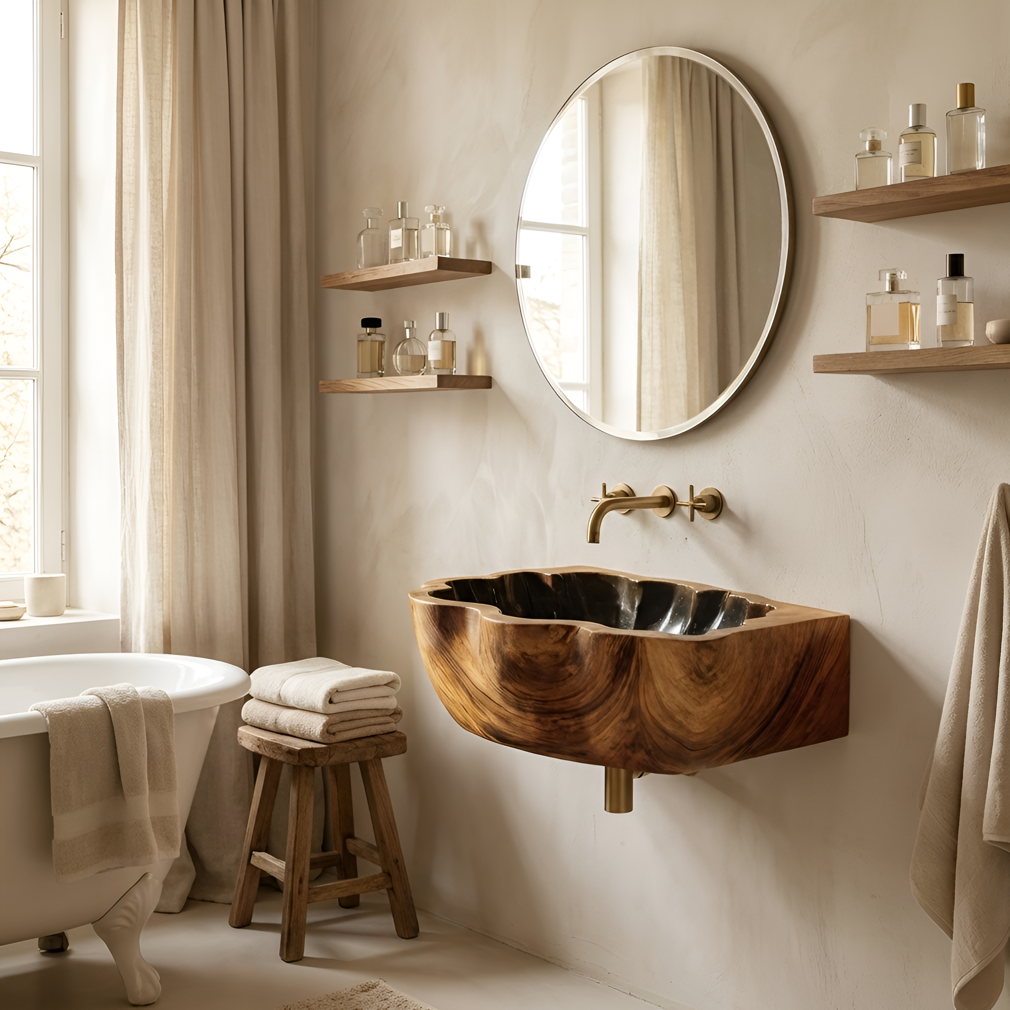Handcrafted Solid Wood Vanity Sink For Modern Bathroom Decor