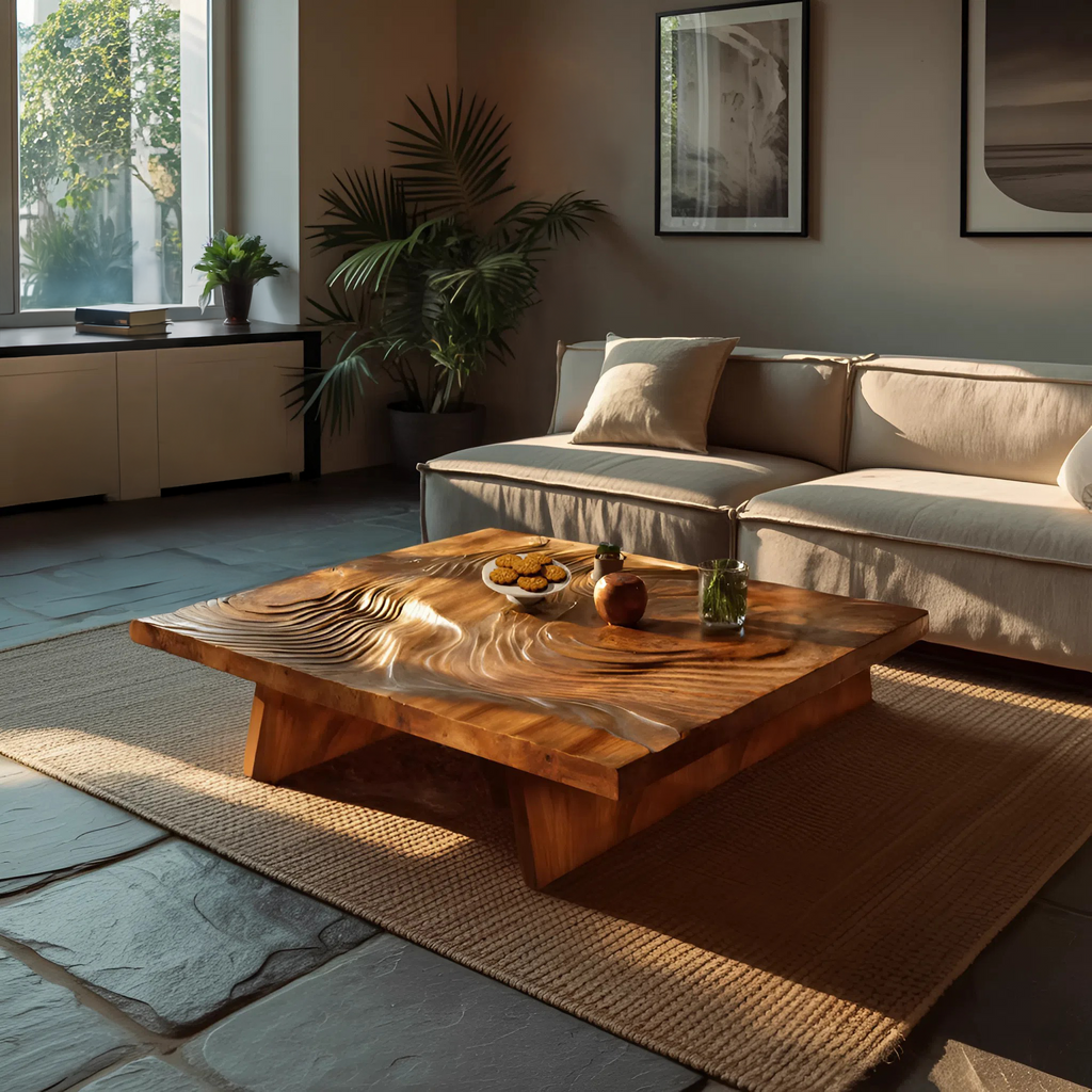 Modern Wooden Live Edge Coffee Table For Living Room Decor