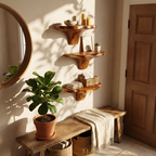 Farmhouse Solid Wood Mushroom Shelf For Entryway And Bedroom Decor