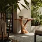 Modern Sculptural Solid Wood Console Table For Entryway Furniture Decor