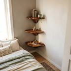 Mid Century Solid Wood Mushroom Shelf For Entryway Wall Decor