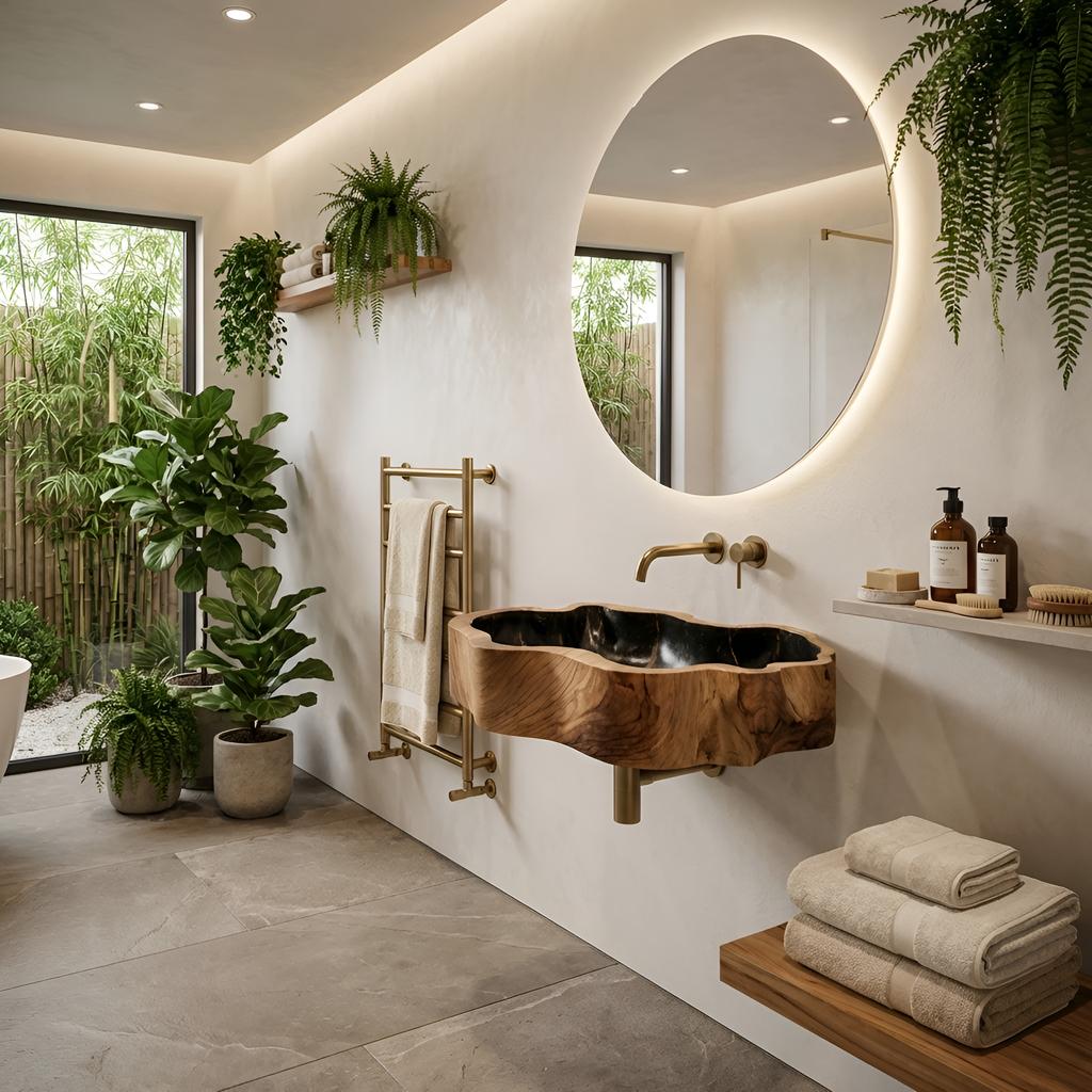 Modern Solid Wood Vanity Sink For High End Bathroom Furniture