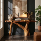 Farmhouse Solid Wood Console Table Live Edge For Bedroom Decor