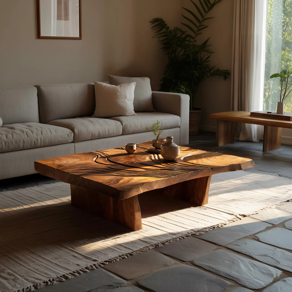 Modern Abstract Wooden Coffee Table For Entryway Decor